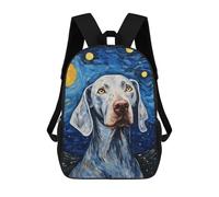 sinyumoney Weimaraner Starry Night Rucksacks 3D Printed Children 17inch Backpacks Fashion Casual Daypack Travel Bags Outdoor Casual Daypack for Boy And Girl