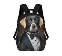 sinyumoney Well Dressed Labrador Dog Kids School Backpack 3D Printed Backpacks Fashion School Bag Rucksacks for Boys Elementary And Middle School Students 17inch