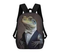 sinyumoney Well Dressed Lizard Kids Backpack Fashion Fun Backpack Book Bag for Boys And Teenager 3D Printed School Bags for Boys 17inch