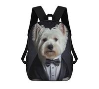 sinyumoney Well Dressed Westie Dog 1 School Bags Large Water Resistant Laptop Backpack for Campus Outdoor Travel Sports 17inch
