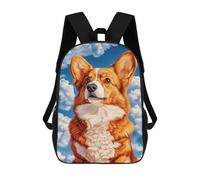 sinyumoney Welsh Corgi Against Blue Sky Backpack School Bag Secondary Causal Travel High School Bags for Boys/Girls/Teenagers 17inch