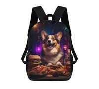 sinyumoney Welsh Corgi Burger Party Children's Backpacks 17inch School Backpack 3D Printed Bag Bookbag for Kids Travel Rucksacks Boy Girl Book Bags Kids School Bag