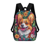 sinyumoney Welsh Corgi in Flowers Backpack School Bag Work Laptop Backpack Rucksack Bag for Teenage Girls Boys Women Men 17inch