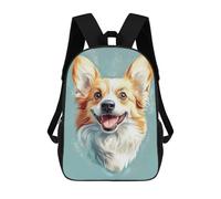 sinyumoney Welsh Corgi Portrait 3D Printed 17 Inch School Backpack Children's Backpacks 3D Printed Cool Knapsack for Boys Elementary And Middle