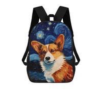 sinyumoney Welsh Corgi Starry Night Backpack, Children's Backpack, Student School Bag Bookbag Rucksack, 3D Printed School Bag for Boys Girls 17inch