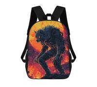 sinyumoney Werewolf Under Full Moon Backpack 3D Printed Children's School Backpack Kids Travel Backpacks High Capacity Book Bags Children's Backpack Rucksack 17inch