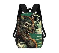 sinyumoney Werewolf Under Full Moon Backpacks Kids Student Schoolbag,3D Printed Backpacks,Elementary And Middle School Students Backpacks for Boys Girls 17inch