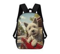 sinyumoney West Highland White Terrier in Red Car School Bags Work Laptop Backpack Rucksack Bag- Perfect for Travel, Work And Daily Use 17inch