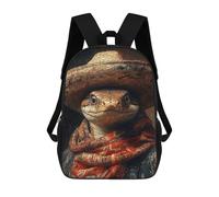 sinyumoney Western Lizard in Hat 3D Printed 17inch Kids School Backpack School Bag Fashion Rucksacks for Boys Elementary And Middle School Students