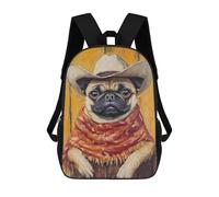 sinyumoney Western Pug Art Print Backpack School Daypacks Business Backpack Water Resistant Bookbag for Camping Outdoor Adventures And Daily Travel 17inch