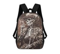 sinyumoney Western Skeleton Smoking Art Print Backpack Cartoon Plush Bag, 3D Backpack for Kids School Bag Birthday Gift Idea for Boys And Girls 17inch