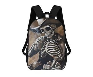 sinyumoney Western Skeleton Smoking Rucksack Water Resistant Travel Backpack Computer Bag for Teenage Girls Boys Women Men 17inch