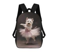 sinyumoney Westie Dog Ballerina Backpack 3D Printed School Bag For Boys High Capacity Travel Backpacks Book Bags Boys School Bag Mochila 17inch