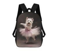 sinyumoney Westie Dog Ballerina Rucksack Daypacks Business Backpack Water Resistant Bookbag for Girl, Teen Girls 17inch