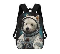 sinyumoney Westie Dog The Astronaut School Backpack Lightweight Schoolbag Dayback Bookbag College for Men, Women & Teenage Boys 17inch