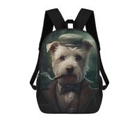 sinyumoney Westie Dog The Gangster Children's Backpack, 3D Printed School Backpack, Backpack for Boys Girls, Adjustable School Bag for Primary School 17inch