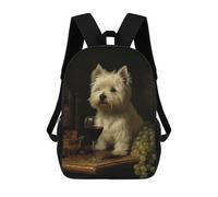 sinyumoney Westie Enjoying Wine Rucksack Water Resistant Travel Backpack Computer Bag for Teenage Girls Boys Women Men 17inch