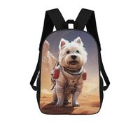 sinyumoney Westie Mars Kids' Book Bag 3D Printing School Bag Boys And Girls Cool Knapsack Casual Back Bag for School Students 17inch