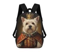 sinyumoney Westie The King Backpack School Bag Secondary Causal Travel High School Bags for Camping Outdoor Adventures And Daily Travel 17inch