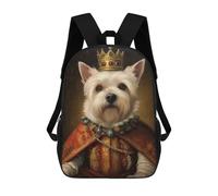 sinyumoney Westie The King Children's Backpacks School Backpack 3D Printed for Kids Travel Rucksacks Book Bags Kids 17inch School Bag