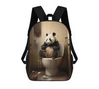 sinyumoney Wet Panda in Toilet Backpacks Kids School Backpack School Bag 3D Printed School Bag for Boys Elementary And Middle School Students 17inch