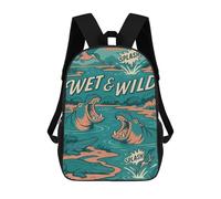 sinyumoney Wet & Wild River Creatures Comic Backpack School Bag Business Laptop Rucksack Bag Unisex Casual Daypack for Teenage Girls Boys Women Men 17inch