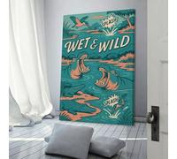 sinyumoney Wet & Wild River Creatures Comic Wall Paintings for Living Room for Toilet Bathroom Decor Picture Canvas 16x24inch(40x60cm)