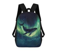 sinyumoney Whale And Aurora Borealis Rucksack Lightweight Casual Daypack School Backpacks for Campus Outdoor Travel Sports 17inch
