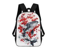 sinyumoney Whale And Cherry Blossoms Children's School Backpack Fashion Casual 17inch 3D Printed School Bags Boy School Backpack Large Backpack