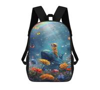 sinyumoney Whale And Child in Flower Garden 3D Printed Children's School Backpack for Kids High Capacity Travel Rucksacks Book Bags Kids School Bag Back Pack 17inch