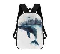 sinyumoney Whale And Cityscape School Bags Lightweight Casual Daypack School Backpacks for School/Work/Travel 17inch