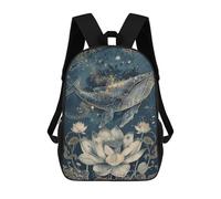 sinyumoney Whale And Lotus Fantasy Art Children's Backpacks School Backpack 3D Printed for Kids Travel Rucksacks Book Bags Kids 17inch School Bag