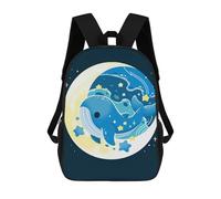sinyumoney Whale And Moon Cartoon Illustration Kids Backpack Girls 3D School Bags, Children's Rucksack Toddler Schoolbag,Casual Daypacks Fashion Bookbag Bag 17inch