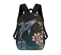 sinyumoney Whale And Passionflower Fantasy Backpacks, Kids Backpack Student School Bag 3D Printed Travel Backpacks Fashion Accessory Backpack Children Waterproof School Bags 17inch
