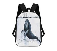 sinyumoney Whale And Ship Watercolor Art Children's Backpacks Kids Fun School Bag Boys Backpack Travel Bag Student Schoolbag Book Stationery Bag Chool Bags 17inch