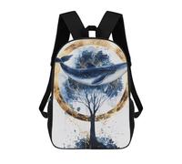sinyumoney Whale And Tree Art Print Rucksacks 3D Printed Children 17inch Backpacks Fashion Casual Daypack Travel Bags Outdoor Casual Daypack for Boy And Girl