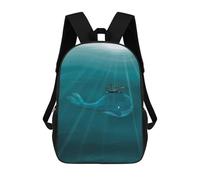 sinyumoney Whale And Turtle Underwater Backpacks Kids School Backpack Fashion School Bag 3D Printed School Bag for Boys Elementary And Middle School Students 17inch