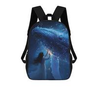sinyumoney Whale And Woman in Blue Light Backpack School Lightweight Schoolbag Dayback Bookbag College for Men, Women & Teenage Boys 17inch