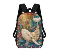 sinyumoney Whale Artwork Ocean Flowers Backpack School Bag Travel College Rucksack Backpacks for Girl, Teen Girls 17inch