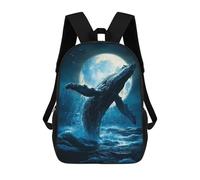 sinyumoney Whale Breach, Moonlight Ocean Backpack School Bag Daypacks Business Backpack Water Resistant Bookbag for Men/Women 17inch