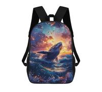 sinyumoney Whale Breaching at Sunset with Seagulls Backpack Kids School Backpack School Bag 3D Printed Fashion School Bag for Boys Elementary And Middle School Student 17inch