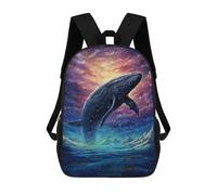 sinyumoney Whale Breaching Fantasy Scene Backpacks, Kids Backpack Student School Bag 3D Printed Travel Backpacks Fashion Accessory Backpack Children Waterproof School Bags 17inch