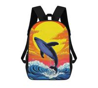 sinyumoney Whale Breaching Sunset School Bag Bookbag 3D Printed Children's Backpacks for Kids Boy Girl Book Bags Kids School Bag Travel Rucksacks 17inch