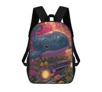 sinyumoney Whale Car Flowers Fantasy Backpack School Lightweight Airport College Students Back Pack for School/Work/Travel 17inch