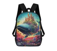 sinyumoney Whale Castle Fantasy Backpack School Rucksack Casual Daypacks School Work Travel Bag for Camping Outdoor Adventures And Daily Travel 17inch
