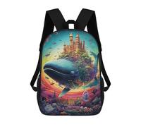 sinyumoney Whale Castle Fantasy Backpacks, Kids Backpack Student School Bag 3D Printed Travel Backpacks Fashion Accessory Backpack Children Waterproof School Bags 17inch