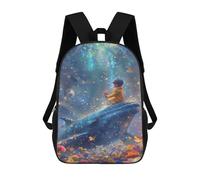 sinyumoney Whale, Child, Flower, Fantasy, Sky Backpack School Bag Lightweight Casual Daypack School Backpacks for School/Work/Travel 17inch
