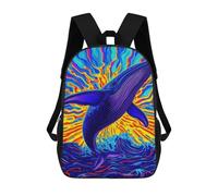 sinyumoney Whale Children's School Backpack 3D Printed for Kids Travel Rucksacks Book Bags for Boys Elementary School Students 17inch