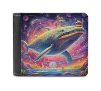 sinyumoney Whale City in Fantasy Seascape 3D Print PU Leather Wallet Multiple Slots Banknote Compartments Soft Convenient Wallets Gifts 11.7cm*9.5cm