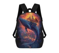 sinyumoney Whale Cityscape Fantasy School Backpack Water Resistant School Bag Business Backpack for Boys/Girls/Teenagers 17inch